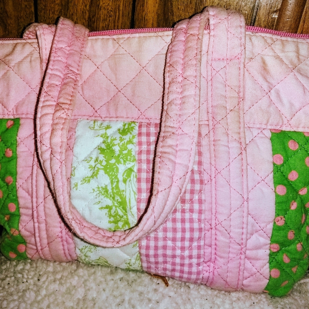 Vivary Pink/Green Quilted Handbag